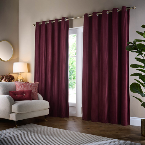 Corinthian Eyelet, Merlot - Ready Made Curtains - Image 3